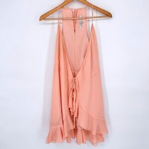 Lovers‎ + Friends Peach Ruffle Sleeveless Top Sz S Coquette Coastal Cowgirl
